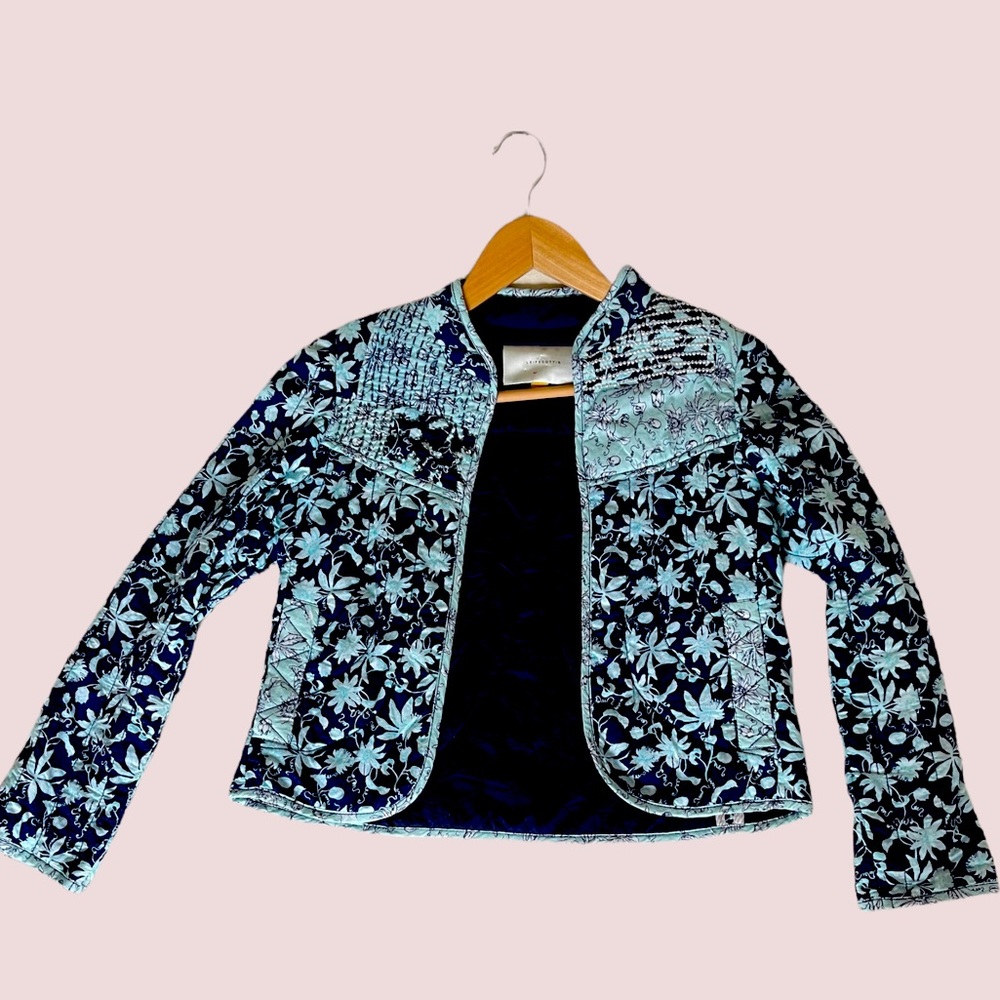 Leifsdottir  Anthropologie Starflower Quilted Jacket Sequin Floral Sz 2